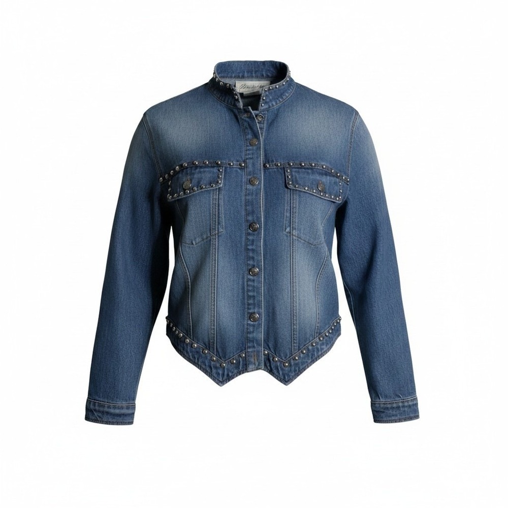 Panhandle Slim‎ Womens Western Denim Studded Jacket Blue Cotton Medium W1212
